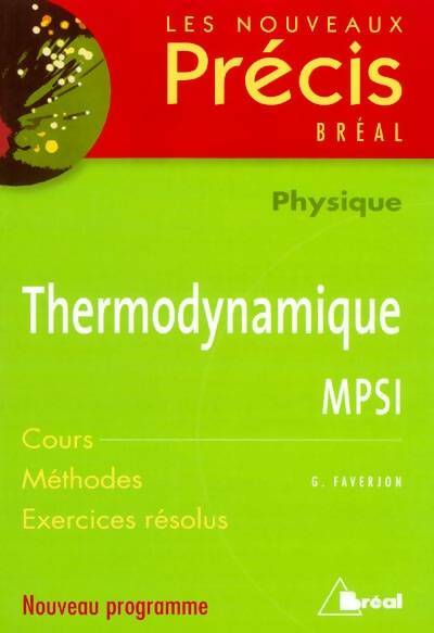 Livrenpoche : Précis thermodynamique MPSI - Faverjon - Livre