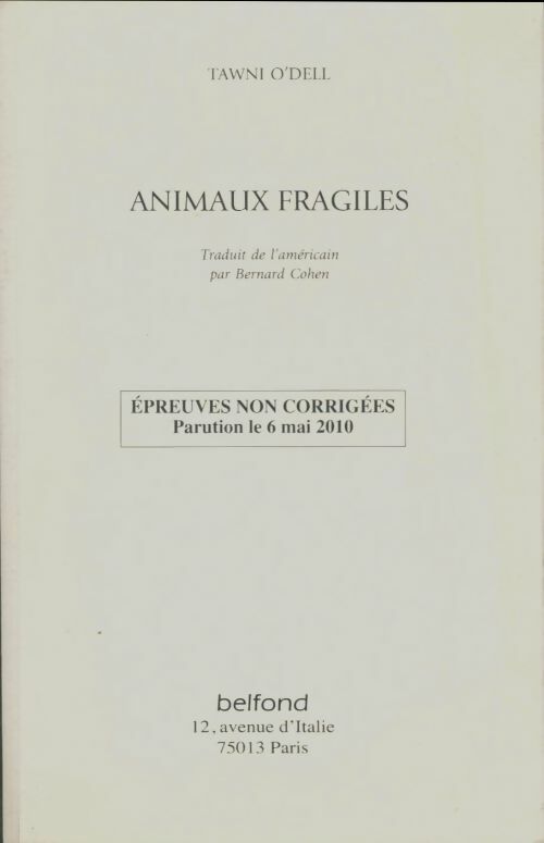 Livrenpoche : Animaux fragiles - Tawni O'Dell - Livre