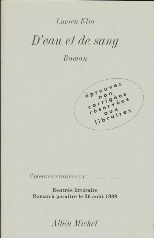 Livrenpoche : D'eau et de sang - Lucien Elia - Livre