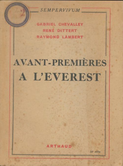 Livrenpoche : Avant-Premières À L'Everest - Gabriel Chevalley - Livre