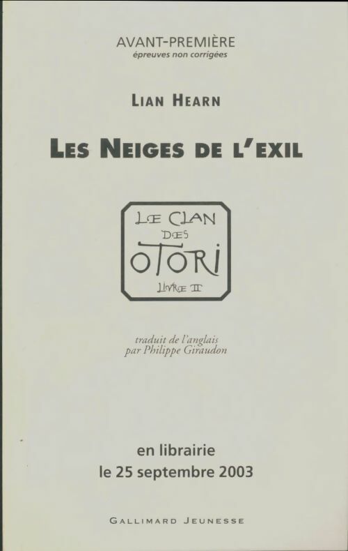 Livrenpoche : Le clan des Otori Tome II : Les neiges de l'exil - Lian Hearn - Livre