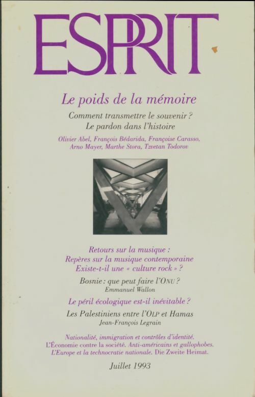 Livrenpoche : Esprit n°193 : Le poids de la mémoire - Collectif - Livre
