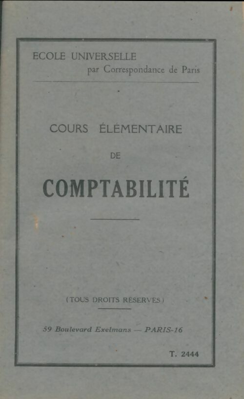 Livrenpoche : Cours élémentaire de comptabilité - Collectif - Livre
