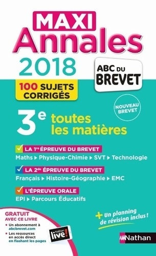 Livrenpoche : Maxi Annales ABC du BREVET 2018 - Collectif - Livre