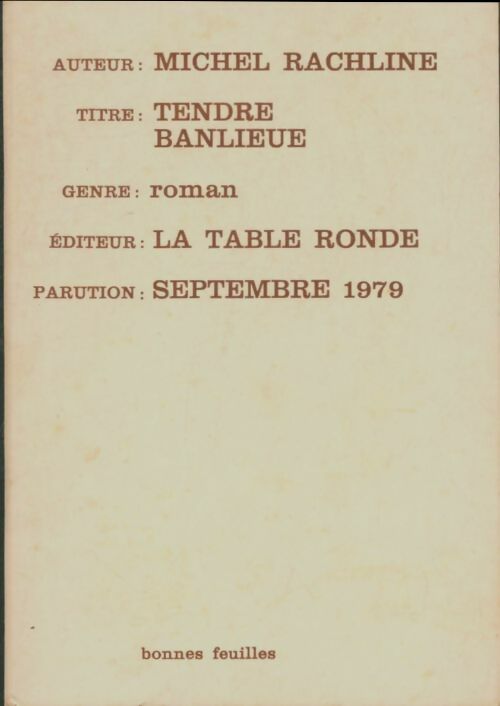 Livrenpoche : Tendre banlieue - M Rachline - Livre