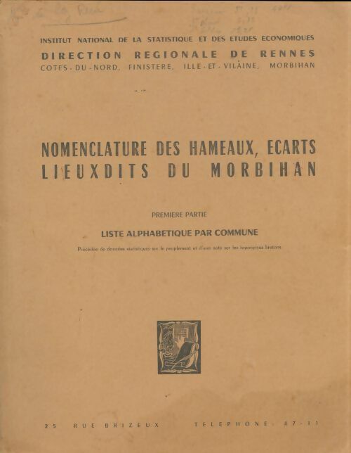 Livrenpoche : Nomenclature des hameaux, écarts, lieuxdits du Morbihan Tome I - Collectif - Livre