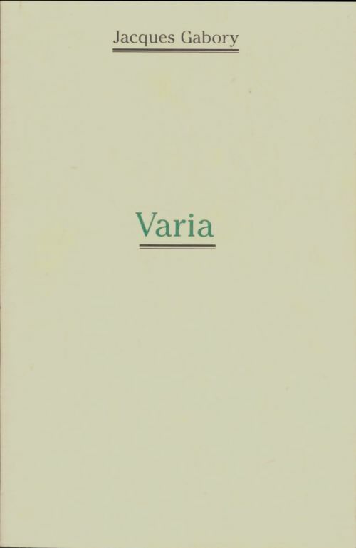 Livrenpoche : Varia - Jacques Gabory - Livre
