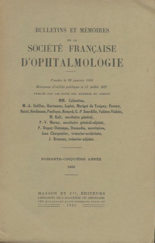 Livrenpoche : Bulletins et mémoires de la société française d'ophtalmologie - Collectif - Livre