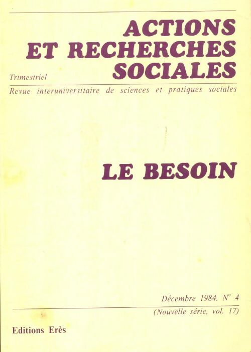 Livrenpoche : Action et recherches sociales : Le besoin - Collectif - Livre
