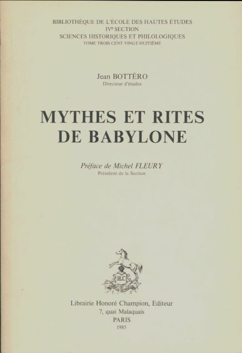 Livrenpoche : Mythes et rites de Babylone - Jean Bottéro - Livre