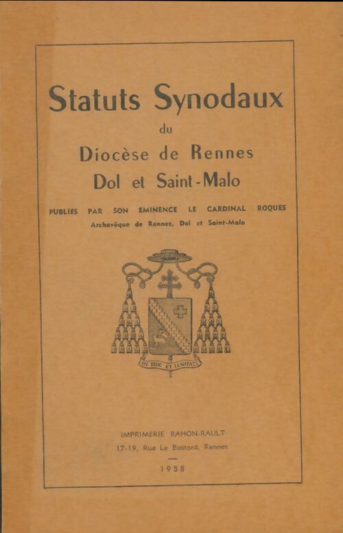 Livrenpoche : Statuts synodaux du diocèse de Rennes - Cardinal Roques - Livre