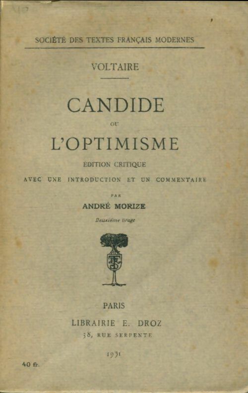 Livrenpoche : Candide ou l'optimisme - Voltaire - Livre