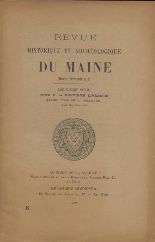 Livrenpoche : Revue historique et archéologique du Maine 2ème série Tome Ii - Collectif - Livre