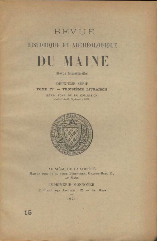 Livrenpoche : Revue historique et archéologique du Maine 2ème série Tome IV - Collectif - Livre