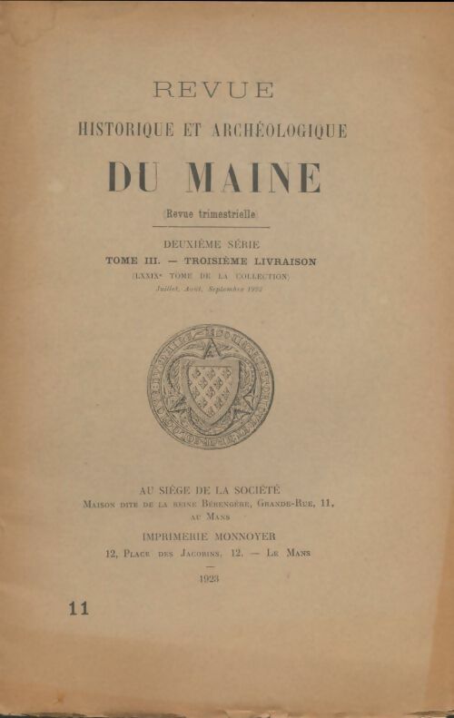 Revue historique et archéologique du Maine 2ème série Tome Iii : 3e livraison - Collectif -  Revue historique et archéologique du Maine - Livre