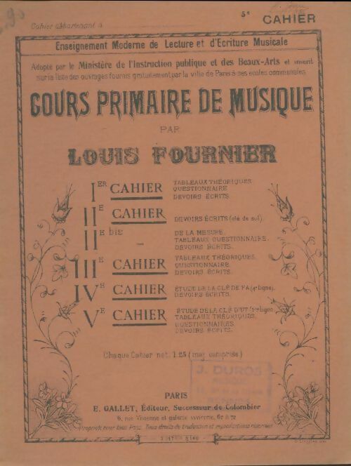 Livrenpoche : Cours primaire de musique 5e cahier - Collectif - Livre