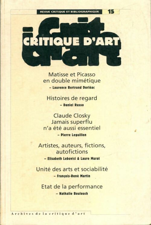 Livrenpoche : Critique d'art n°15 - Collectif - Livre