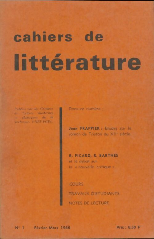 Livrenpoche : Cahiers de littérature n°1 - Collectif - Livre