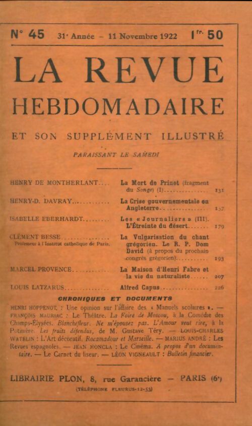 Livrenpoche : La revue hebdomadaire 31e année n°45 - Collectif - Livre