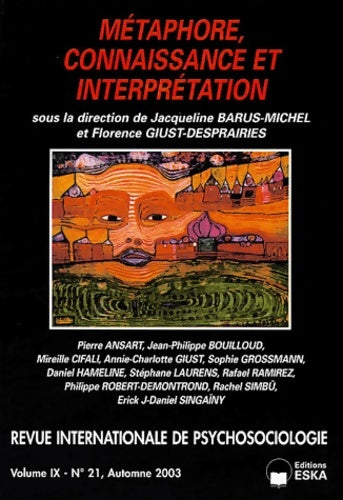 Livrenpoche : Revue internationale de psychologie Volume IV n°21 : Métaphore connaissance et interprétation - Collectif - Livre