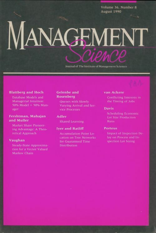 Livrenpoche : Management science volume 36 n°8 - Collectif - Livre