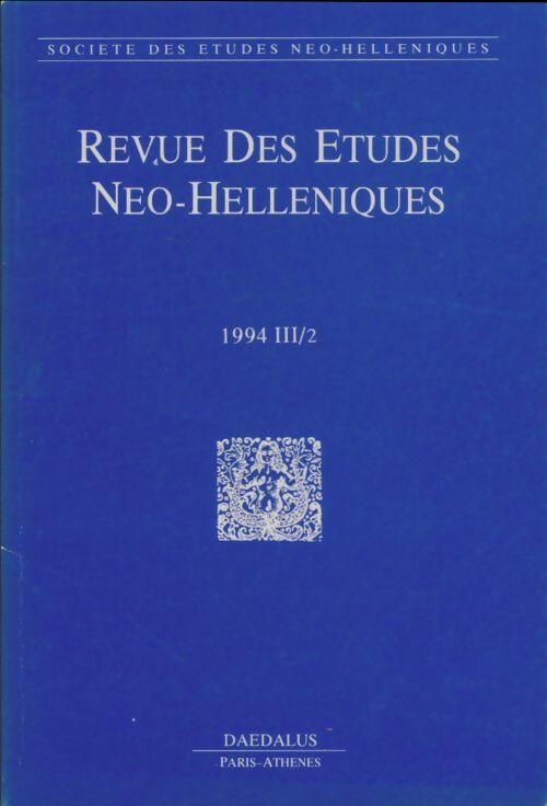 Livrenpoche : Revue des études néo-hellénistiques 19947 Iii/2 - Collectif - Livre
