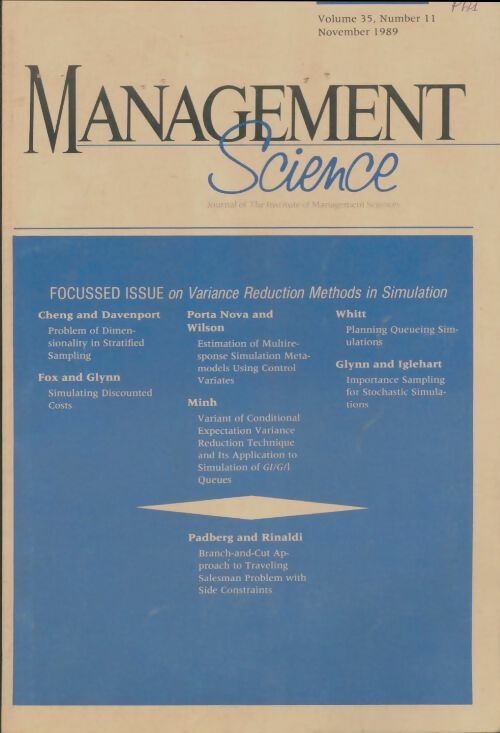 Livrenpoche : Management science volume 35 n°11 - Collectif - Livre