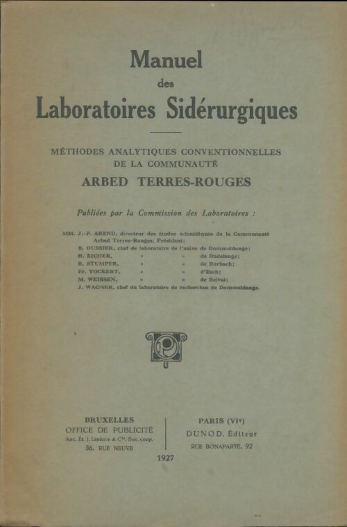 Livrenpoche : Manuel des laboratoires sidérurgiques - Collectif - Livre