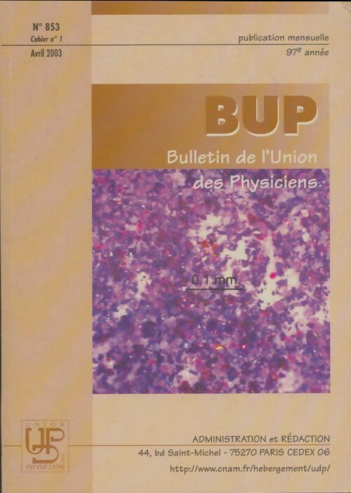 Livrenpoche : Bulletin de l'union des physiciens n°853 cahier n°1 - Collectif - Livre