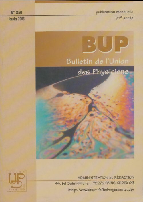 Livrenpoche : Bulletin de l'union des physiciens n°850 - Collectif - Livre