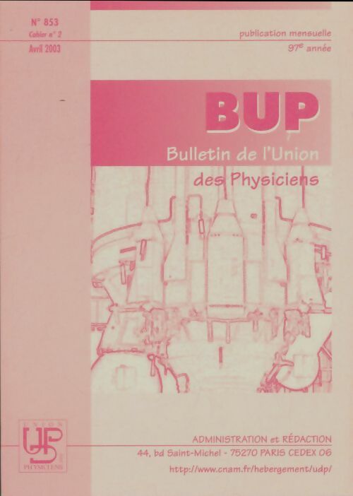 Livrenpoche : Bulletin de l'union des physiciens n°853 Cahier n°2 - Collectif - Livre