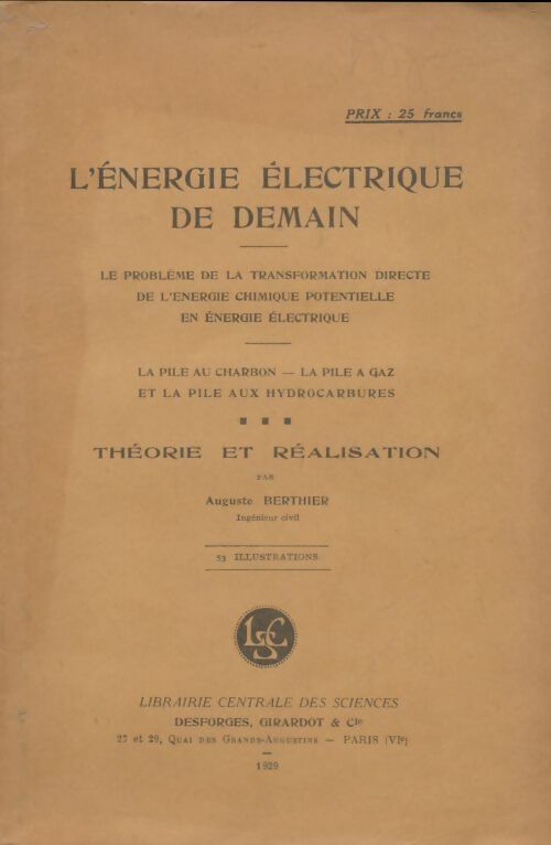 Livrenpoche : L'énergie électrique de demain - Auguste Berthier - Livre