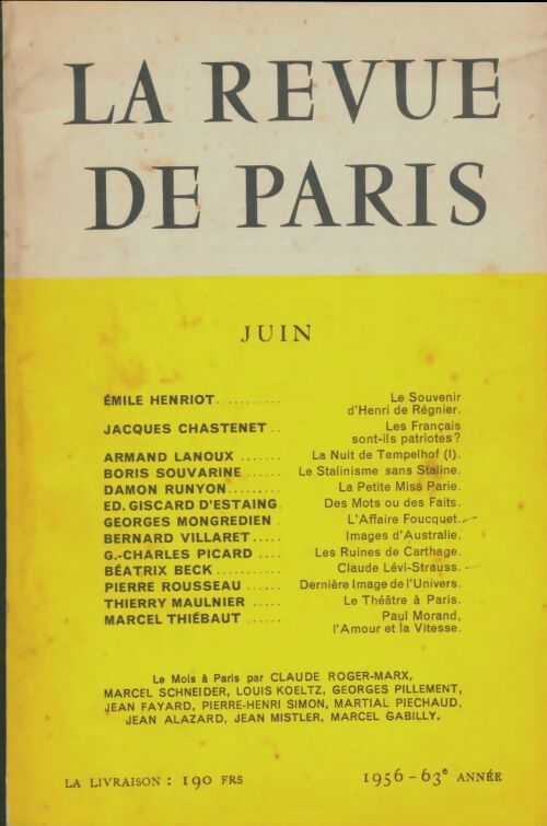 Livrenpoche : La revue de Paris juin 1956 n°6 - Collectif - Livre