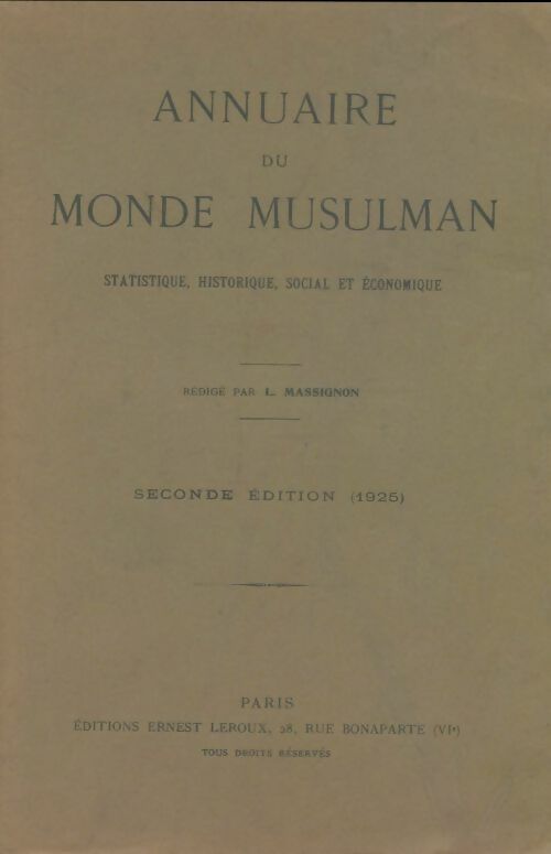 Livrenpoche : Annuaire du monde musulman - Louis Massignon - Livre