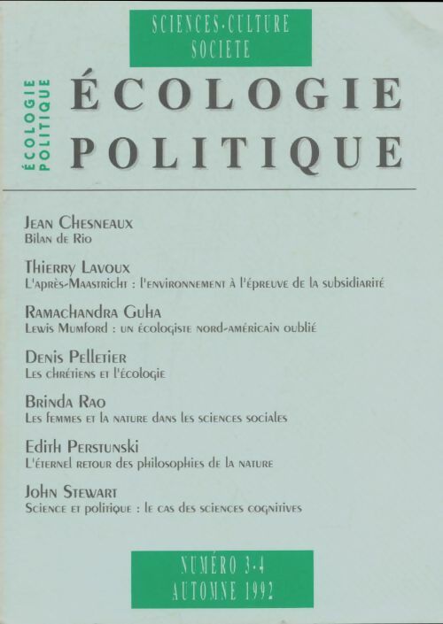 Livrenpoche : Écologie politique n°3-4 - Collectif - Livre
