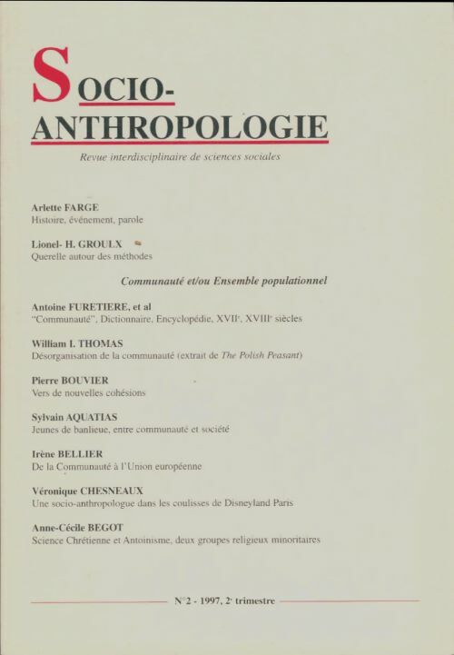 Livrenpoche : Socio-anthropologie n°2 - Collectif - Livre