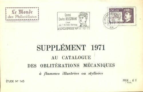 Livrenpoche : Supplément 1971 au catalogue des oblitérations mécaniques étude n°145 - Collectif - Livre