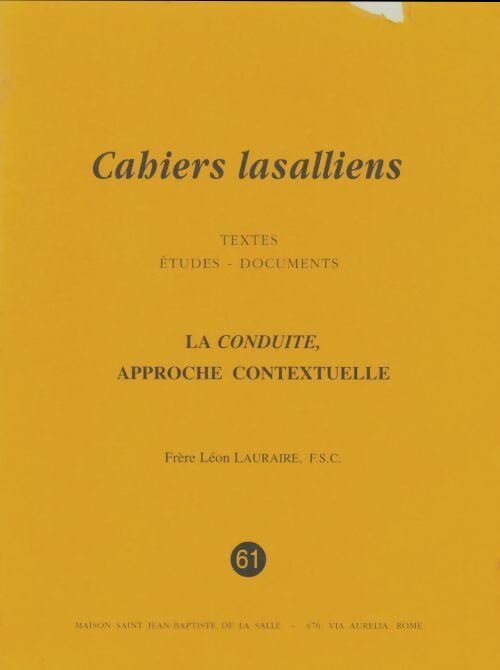 Livrenpoche : Cahiers lasalliens n°61 - Collectif - Livre