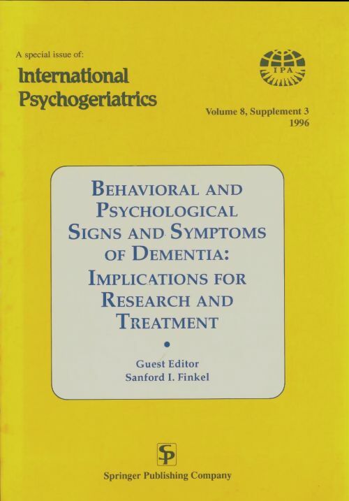 Livrenpoche : International psychogeriatrics Volume 8 supplement 3 - Collectif - Livre