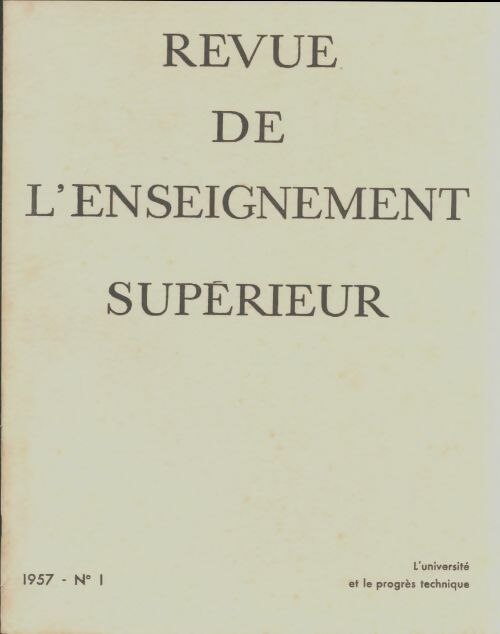 Livrenpoche : Revue de l'enseignement supérieur n°1/1957 - Collectif - Livre