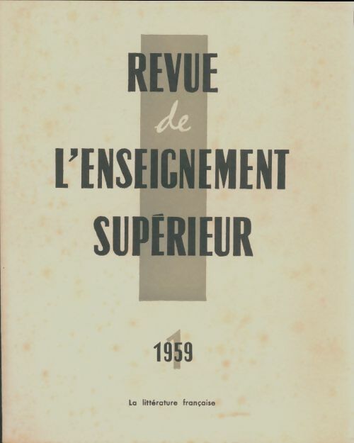 Livrenpoche : Revue de l'enseignement supérieur n°1/1959 - Collectif - Livre