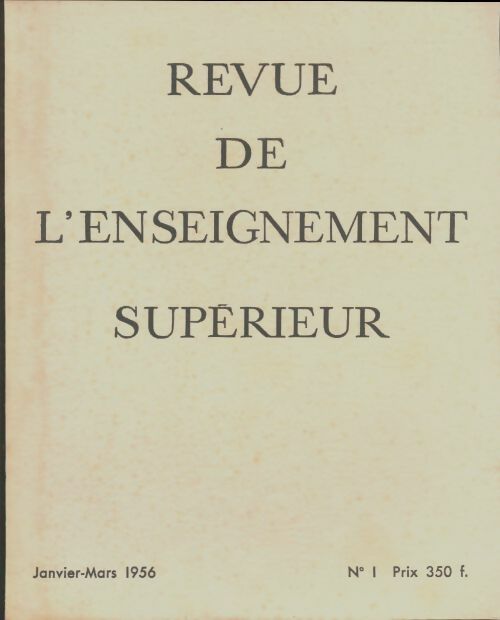 Livrenpoche : Revue de l'enseignement supérieur n°1/1956 - Collectif - Livre