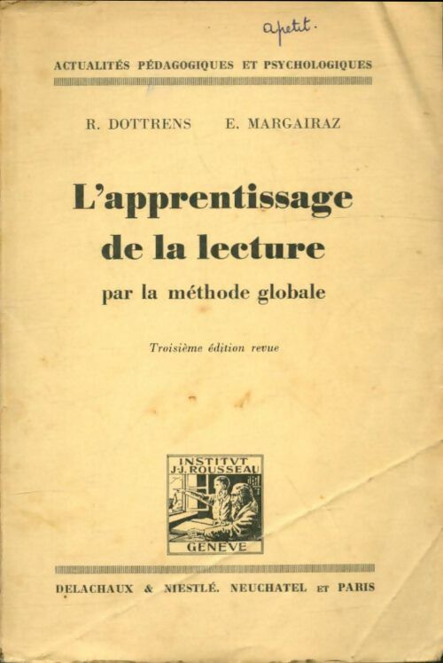 Livrenpoche : L'apprentissage de la lecture par la méthode globale - Robert Dottrens - Livre