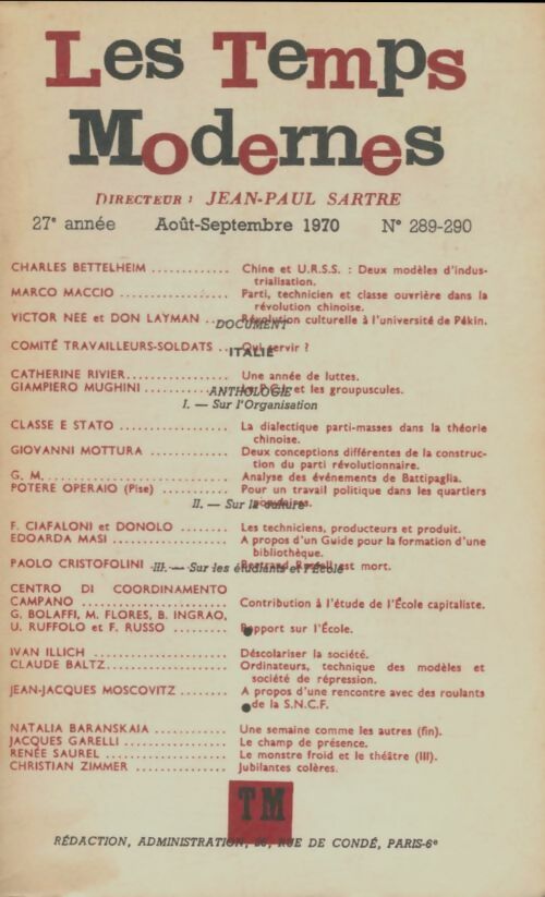Livrenpoche : Les temps modernes n°289-290 - Collectif - Livre