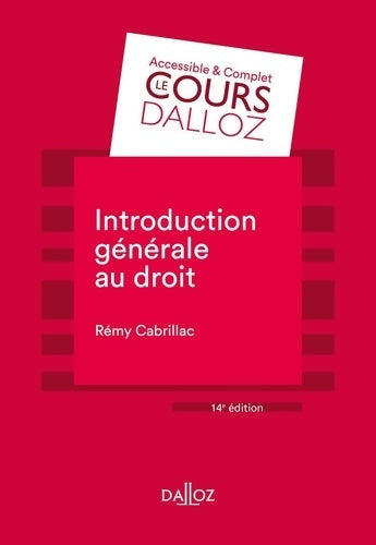 Livrenpoche : Introduction générale au droit. 14e éd. - Rémy Cabrillac - Livre