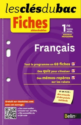 Livrenpoche : clés DU BAC FICHES français 1RE - Collectif - Livre