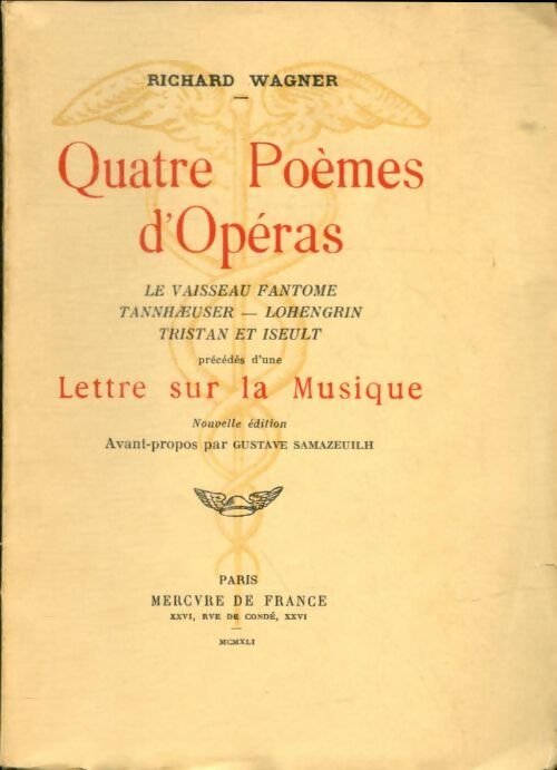 Livrenpoche : Quatre poèmes d'opéras - Richard Wagner - Livre