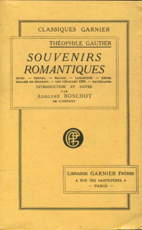 Livrenpoche : Souvenirs romantiques - Théophile Gautier - Livre