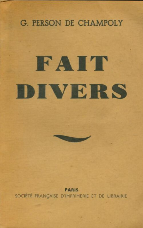 Livrenpoche : Fait divers - G Person De Champoly - Livre