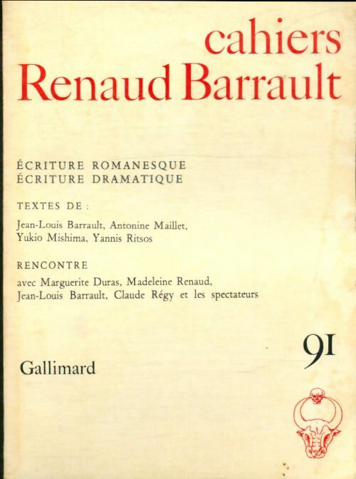 Livrenpoche : Cahiers Renaud-Barrault numéro 91 : Écriture romanesque écriture dramatique - Collectif - Livre